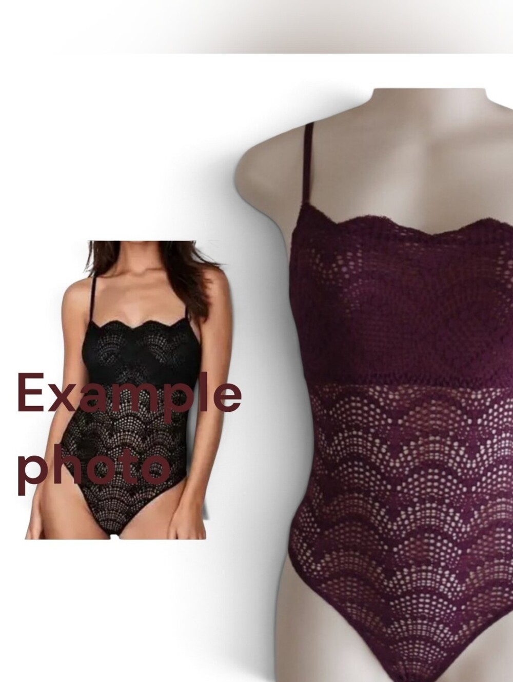 Victoria's Secret Purple Crochet Lace Bodysuit with Scalloped Edge